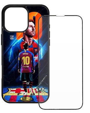 Husa iPhone, diverse modele, Colorful Aluminium TPU, folie sticla inclusa, model Messi 1