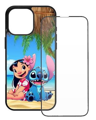Husa iPhone, diverse modele, Colorful Aluminium TPU, folie sticla inclusa, model Stitch 2