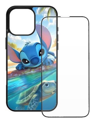 Husa iPhone, diverse modele, Colorful Aluminium TPU, folie sticla inclusa, Stitch 3