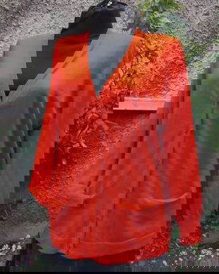 Cardigan rosu lana si silk