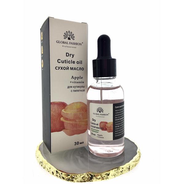 Ulei uscat de cuticule cu pipetă, aromă de măr, Global Fashion, 30 ml