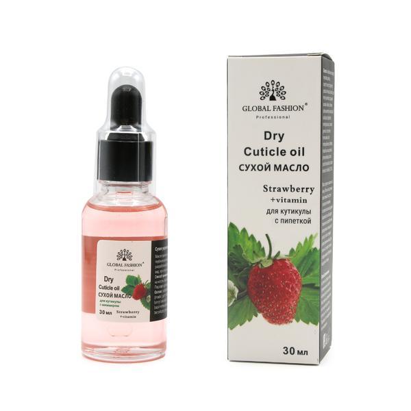 Ulei de cuticule cu pipetă, aromă de căpușună, Global Fashion, 30 ml