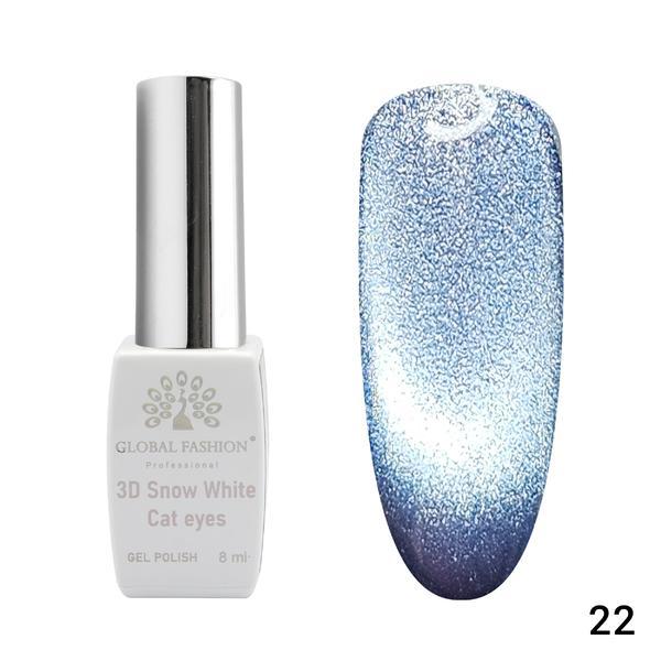 Oja semipermanenta, Snow White, 3D Cat Eye, Global Fashion 8ml, 22 ( Fara Tpo)