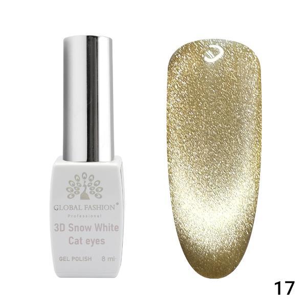 Oja semipermanenta, Snow White, 3D Cat Eye, Global Fashion 8ml, 17 ( Fara Tpo)