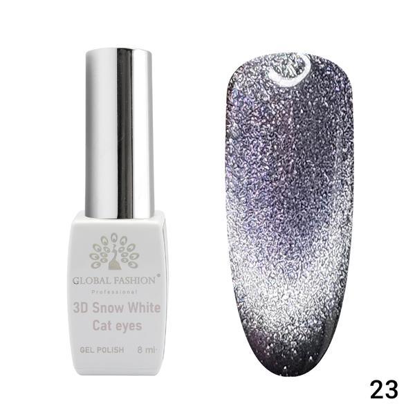 Oja semipermanenta, Snow White, 3D Cat Eye, Global Fashion 8ml, 23 ( Fara Tpo)