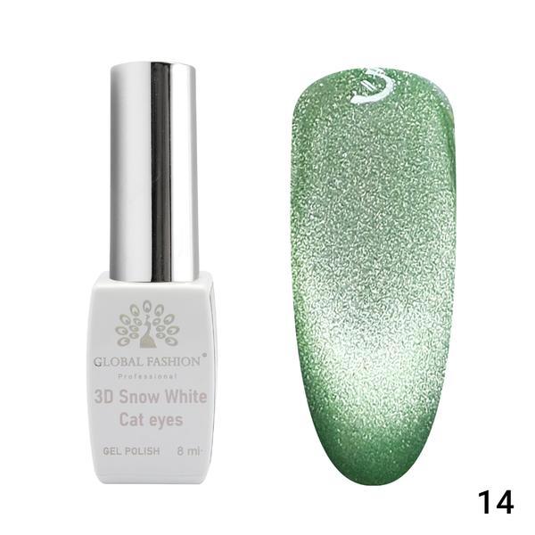 Oja semipermanenta, Snow White, 3D Cat Eye, Global Fashion 8 ml, 14