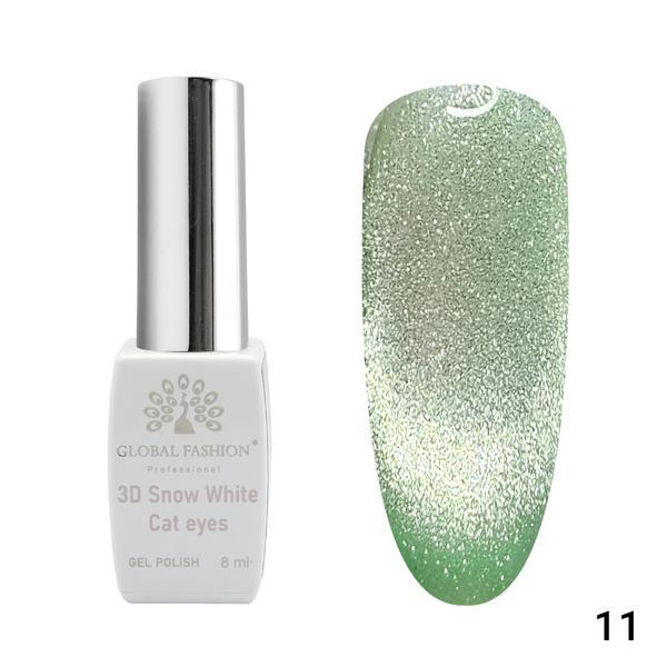 Oja semipermanenta, Snow White, 3D Cat Eye, Global Fashion 8ml, 11 (Fara Tpo)