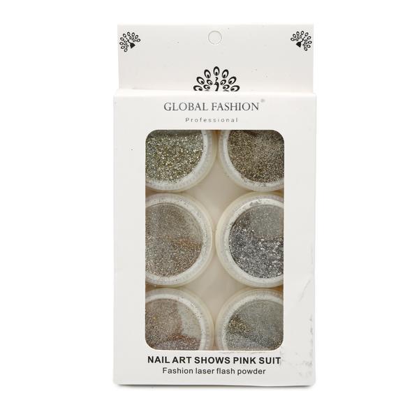 Decor pentru unghii Global Fashion, sclipici, set, 6 culori