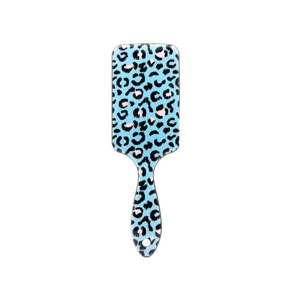 Perie pentru par, dreptunghiulara, Leopard,  Turcoaz