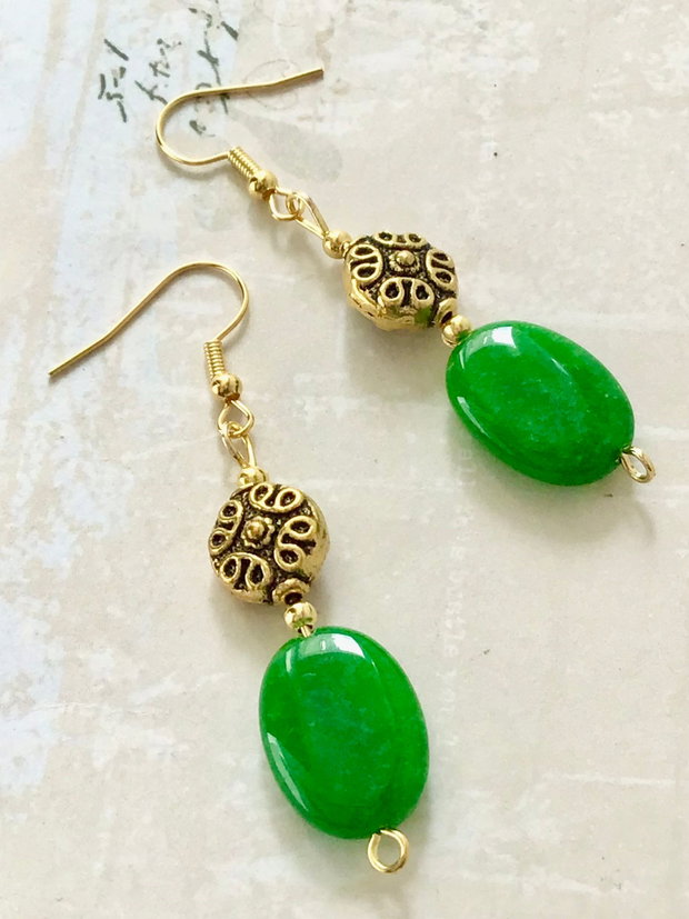 Cercei vintage Jad verde