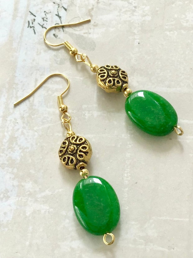 Cercei vintage Jad verde