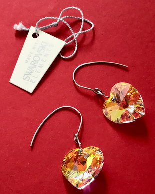 Cercei inimi sticla Swarovski