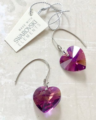 Cercei inimi sticla Swarovski