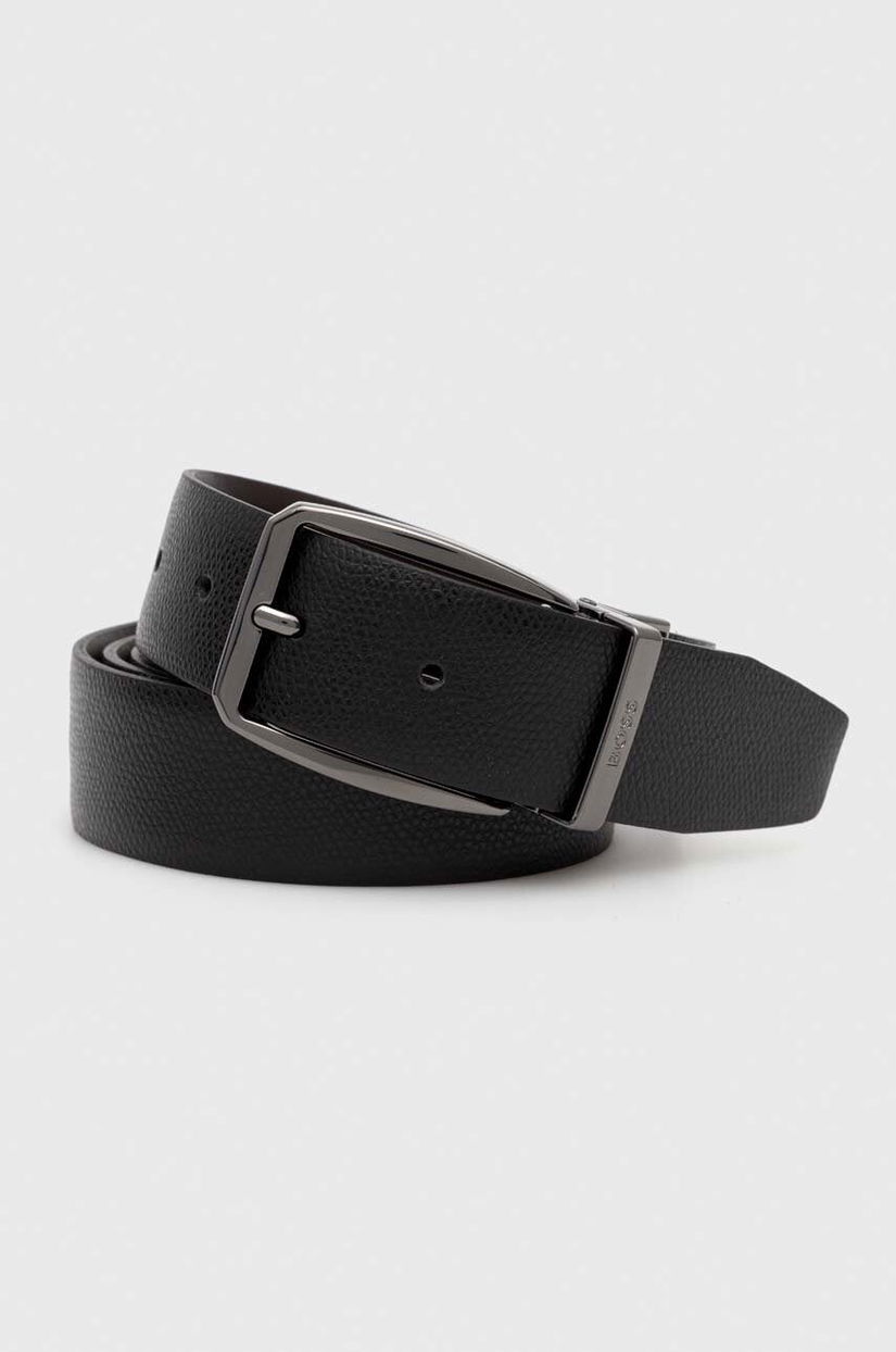 BOSS curea de piele cu două fețe barbati, culoarea negru