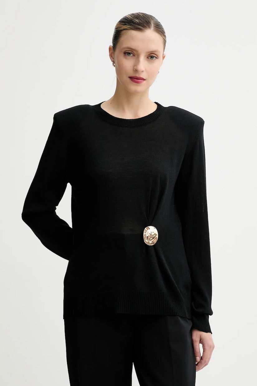 Simona Corsellini pulover de lână culoarea negru, light, A25CPMGE0301