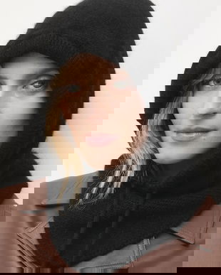 Answear.LAB glugă cu lână culoare neagră