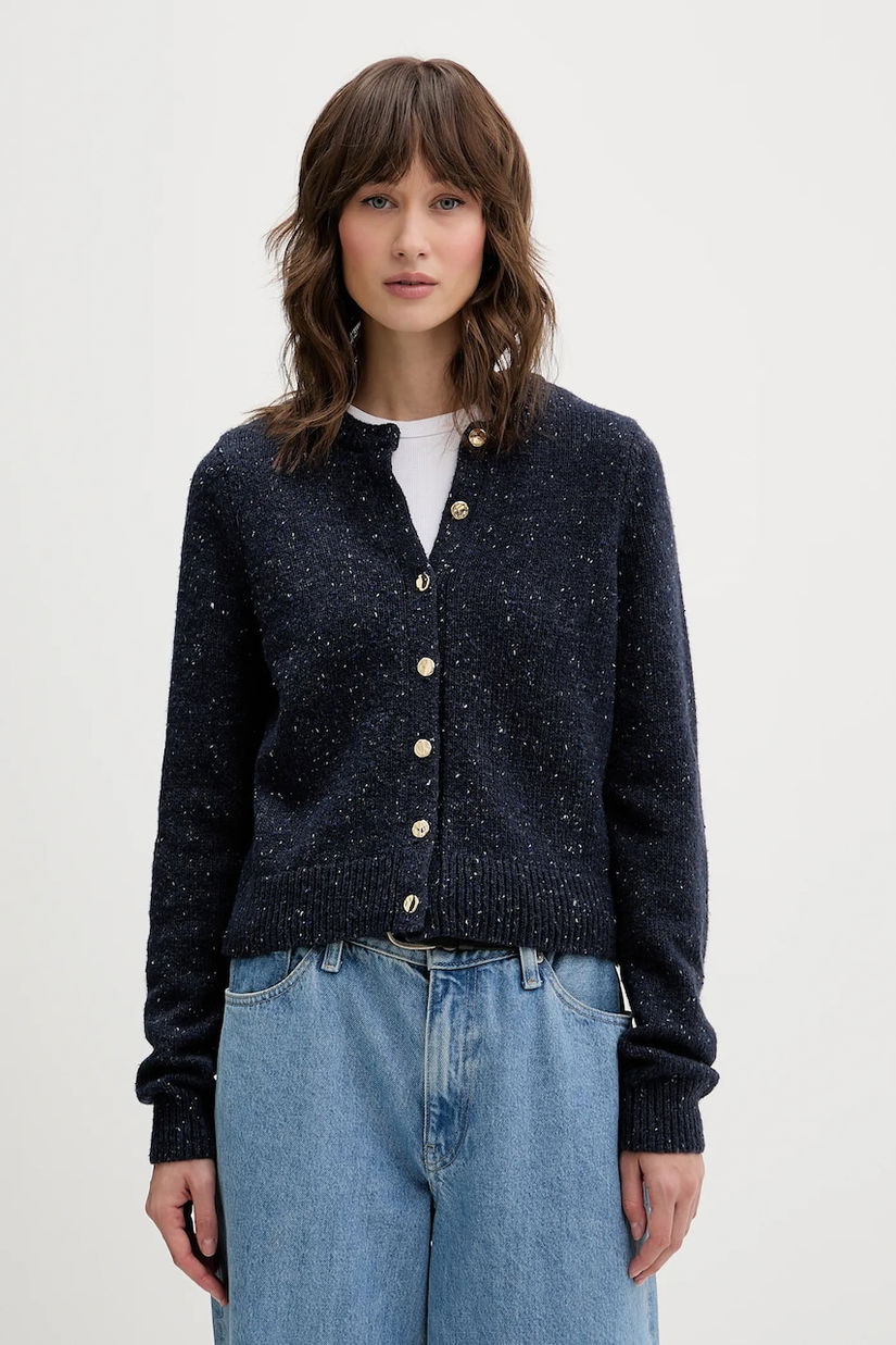 Abercrombie & Fitch cardigan din amestec de lână culoarea bleumarin, KI150-5473-200