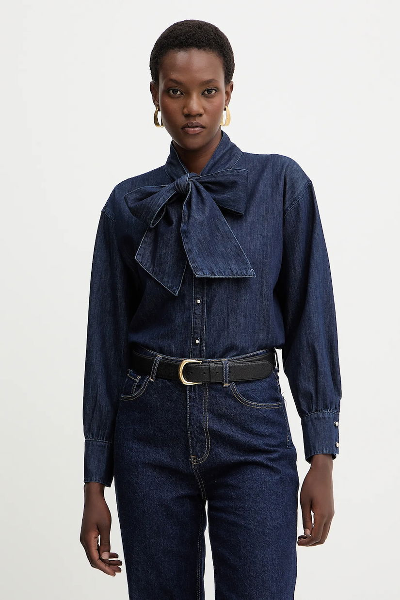 Morgan cămașă jeans cu un decolteu legat, regular, CICK