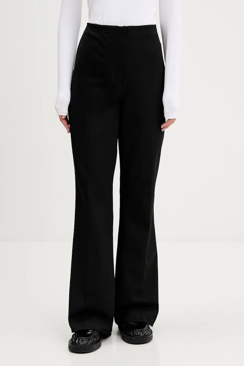 Abercrombie & Fitch pantaloni culoarea negru, evazați, high waist, KI156-5443-900