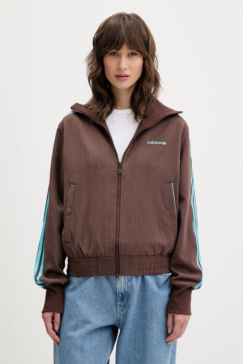 adidas Originals bluză Tailored Tt culoarea maro, cu imprimeu, JX5311