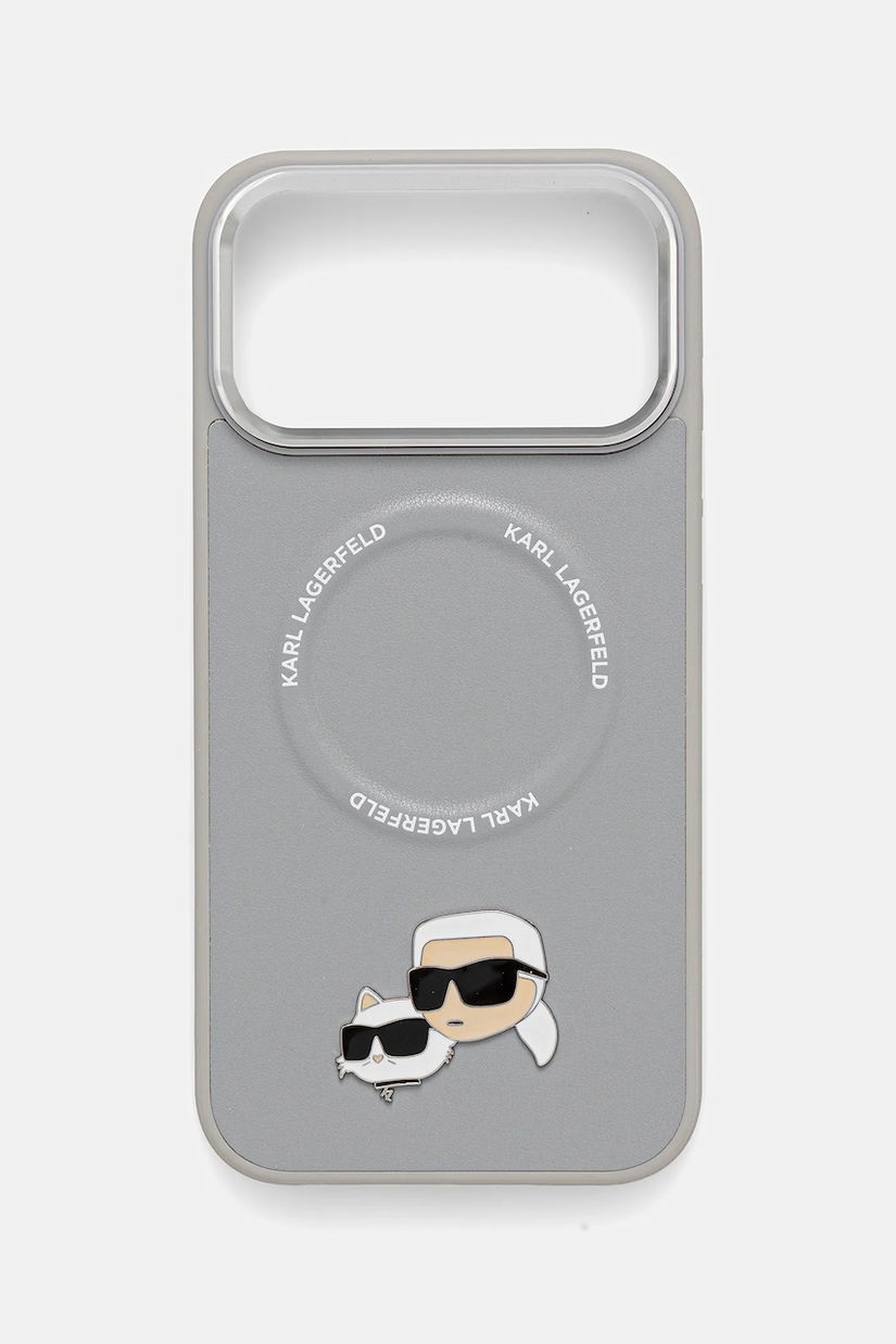 Karl Lagerfeld husă pentru telefon iPhone 17 Pro Max culoarea gri, KLHMP17XPSMLRKCG