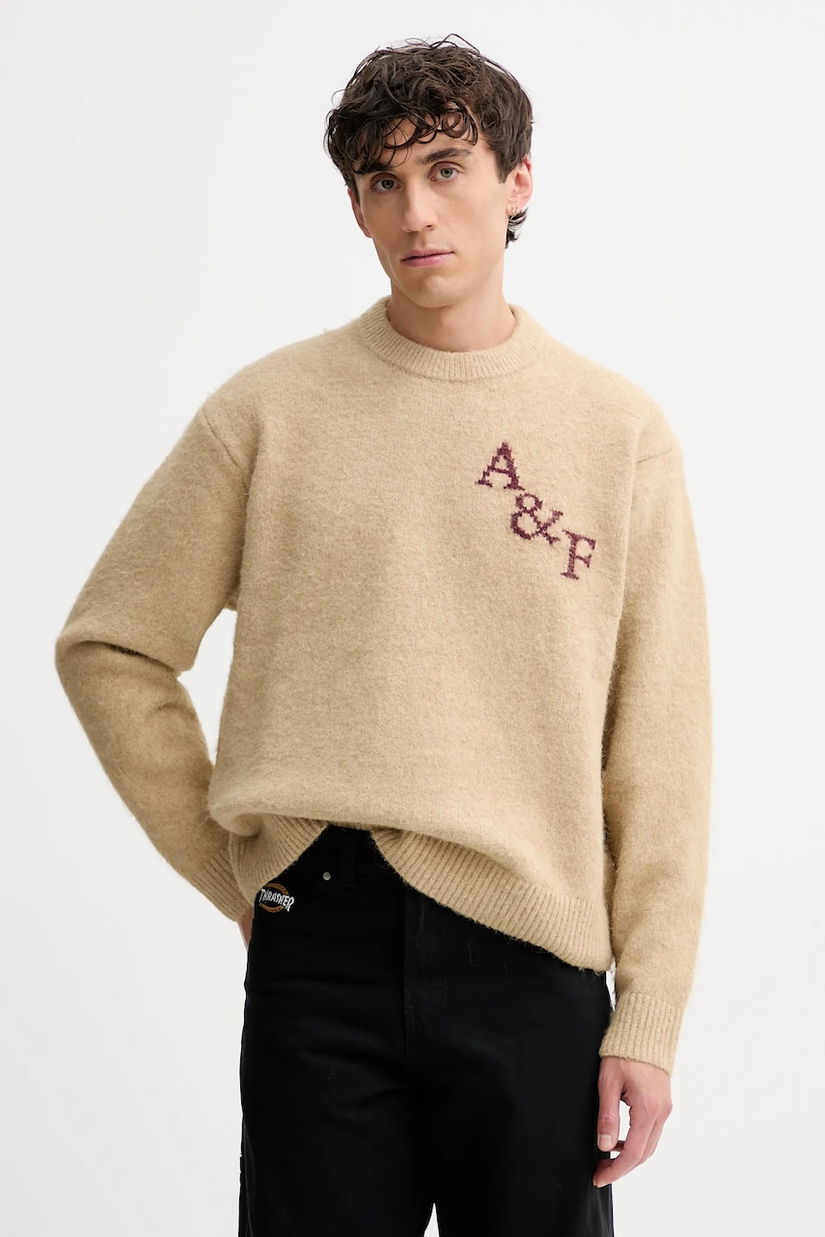Abercrombie & Fitch pulover culoarea bej, KI120-5181-118