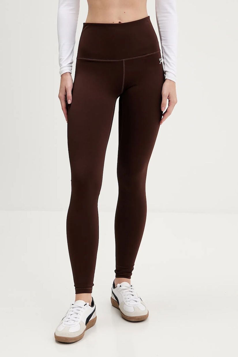 Tommy Jeans colanți culoarea maro, uni, DW0DW21830