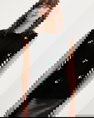 Stine Goya vestă din amestec de lână culoarea negru, SG-AW25-K043-2359