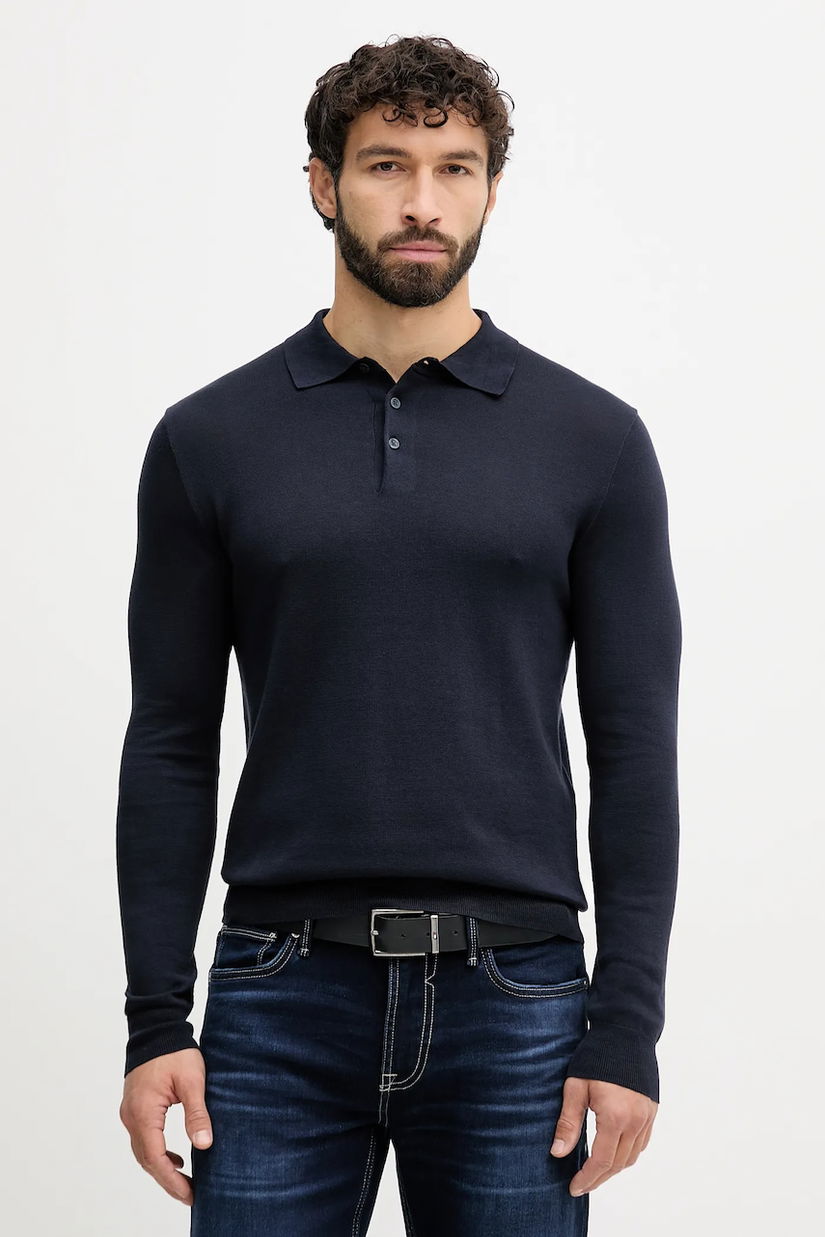 Hackett London pulover de bumbac culoarea bleumarin, light, HM7000095