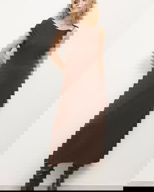 Answear.LAB rochie culoarea maro, midi, evazati