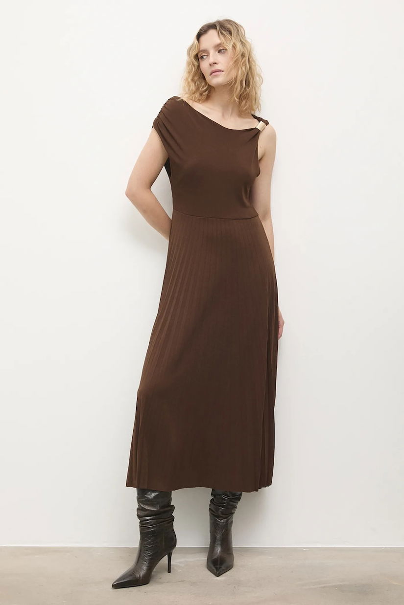 Answear.LAB rochie culoarea maro, midi, evazati