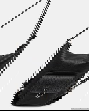 Answear.LAB ghiozdan de piele culoarea negru, mare, neted