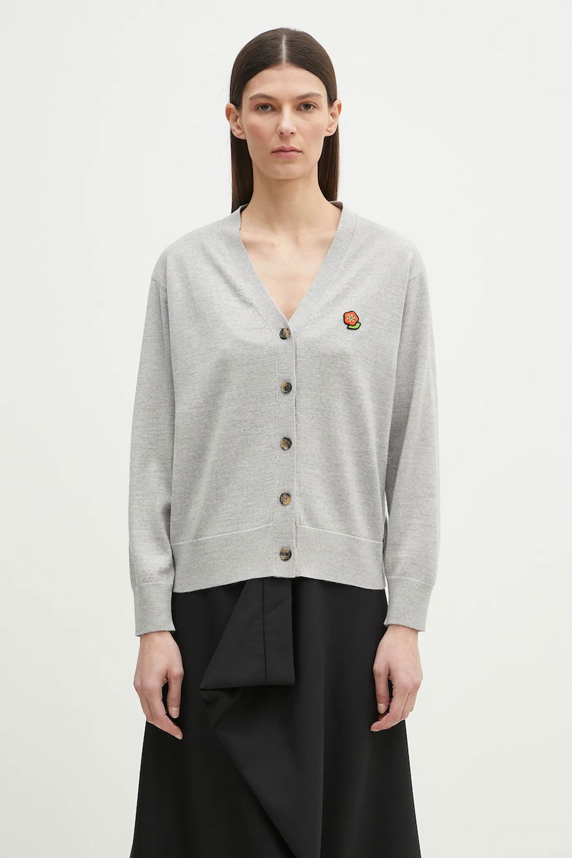 Kenzo cardigan din lână Pop femei, culoarea gri, light, FF52CA4833LB.93