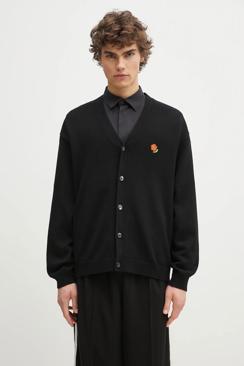 Kenzo cardigan din lana Pop barbati, culoarea negru, FF55CA7263LB.99J