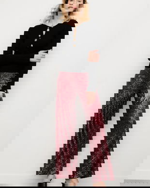 Answear.LAB pantaloni culoarea bordo, lat, high waist