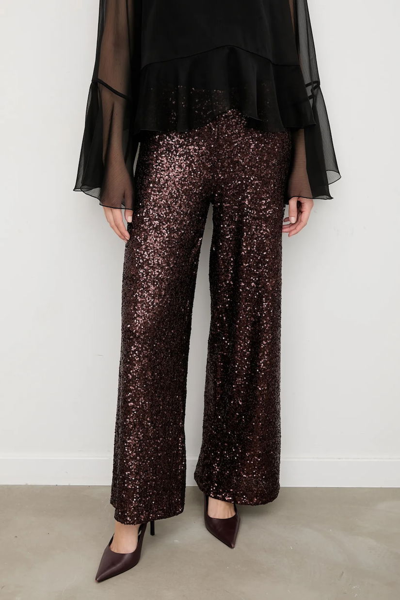Answear.LAB pantaloni culoarea maro, lat, high waist