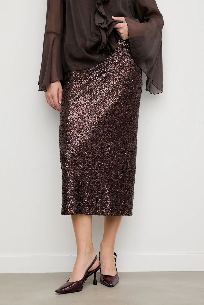 Answear.LAB fusta culoarea maro, midi, creion