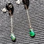 Cercei argint opal de foc etiopian negru onix negru tija lant argint minimalisti boho chic trendy - Transport gratuit