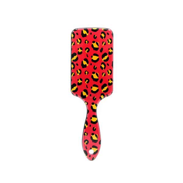 Perie pentru par, dreptunghiulara, Leopard,  Rosie