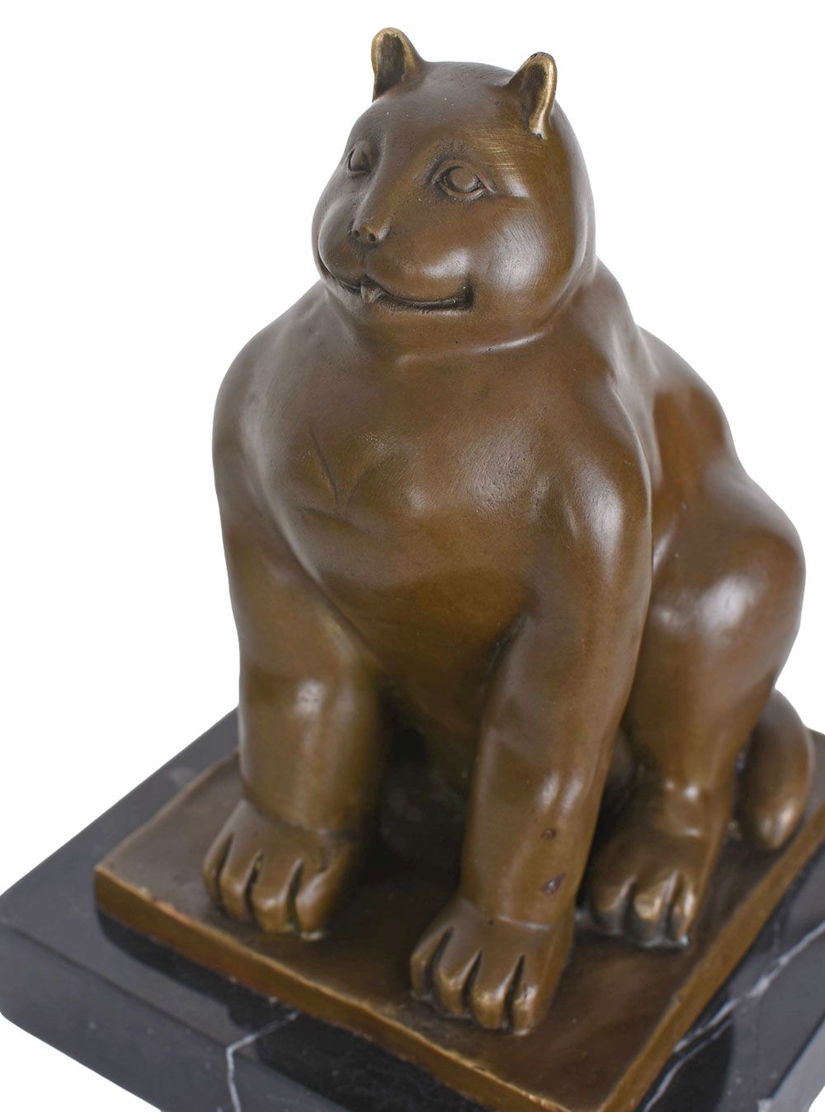 Pisica dolofana-statueta din bronz cu soclu din marmura