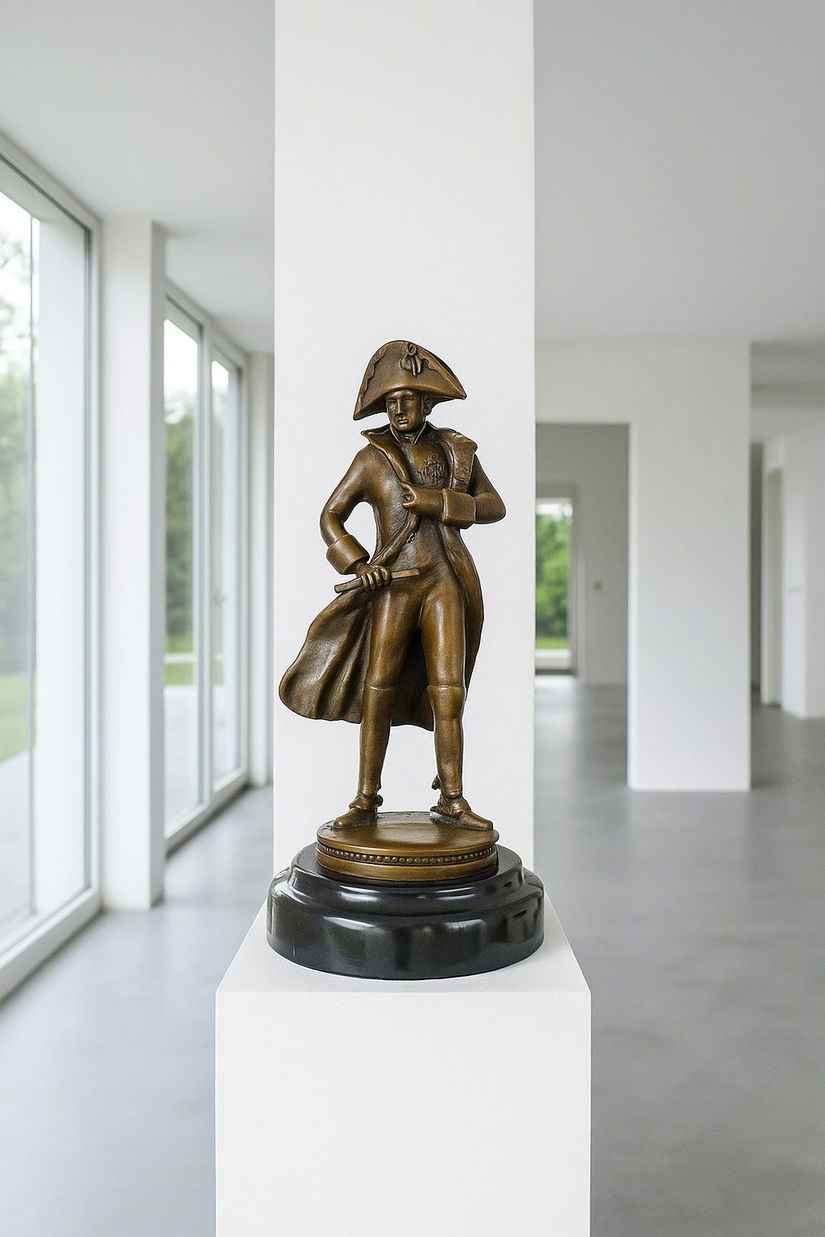 Napoleon Bonaparte-statueta din bronz cu soclu din marmura