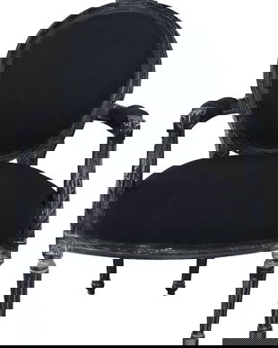 Semifotoliu medalion din lemn masiv negru cu tapiterie neagra