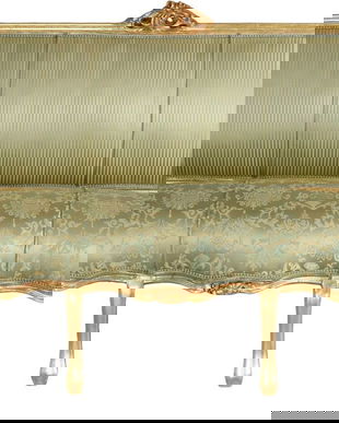 Sofa baroc Marie Antoinette din lemn masiv auriu