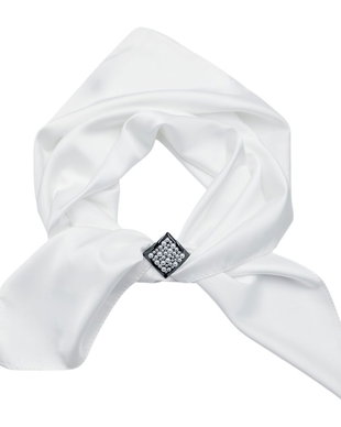 Set cadou esarfa satinata alba si inel esarfa 4528