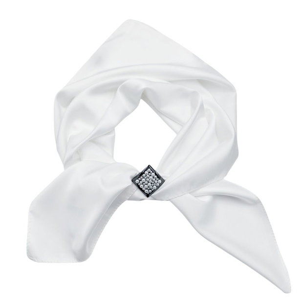 Set cadou esarfa satinata alba si inel esarfa 4528