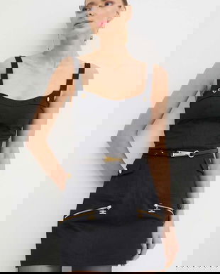 Elisabetta Franchi rochie culoarea negru, mini, mulată, AB66142E2