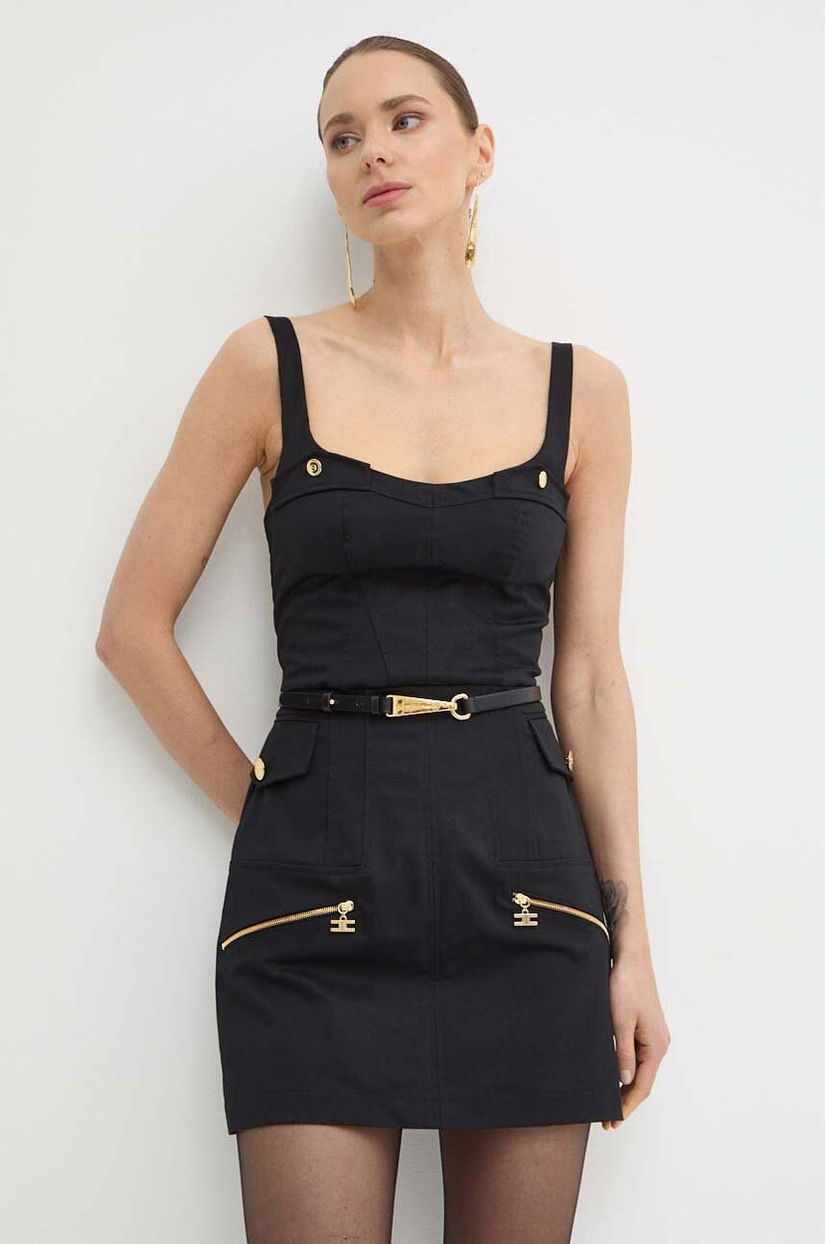 Elisabetta Franchi rochie culoarea negru, mini, mulată, AB66142E2