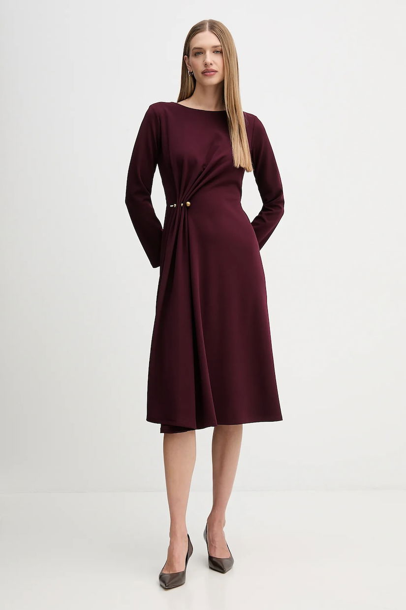 Sandro Ferrone rochie culoarea bordo, midi, evazați, S31YBFPONY