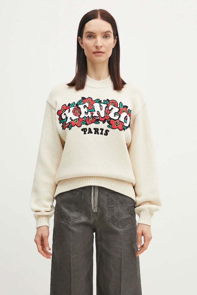 Kenzo pulover de lana x Verdy femei, culoarea bej, călduros, FF52PU4913CX.02