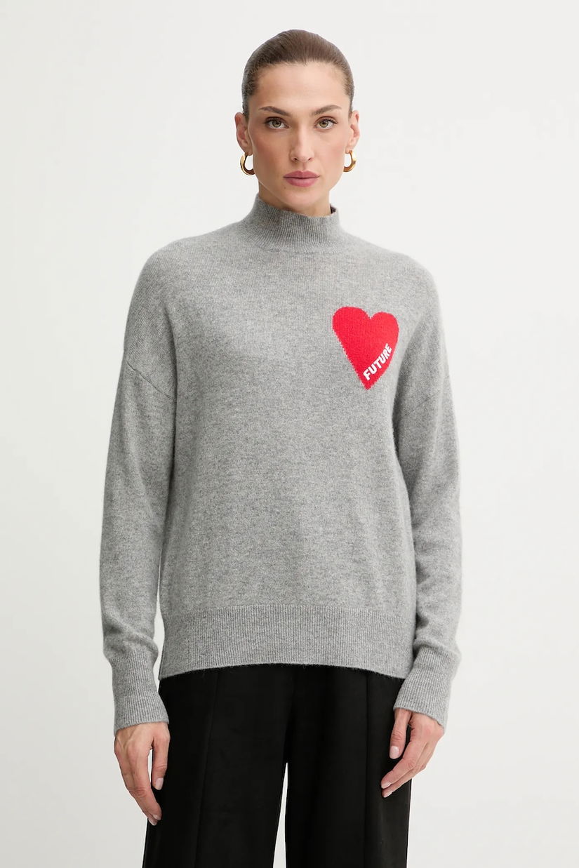 FROM FUTURE pulover de cașmir culoarea gri, light, cu turtleneck, WPM00746
